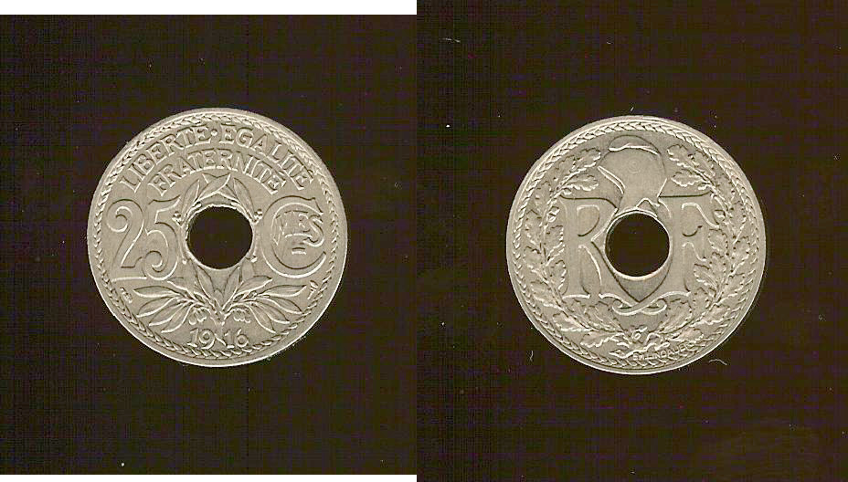 25 centimes Lindauer, Cmes souligné 1916 SUP+